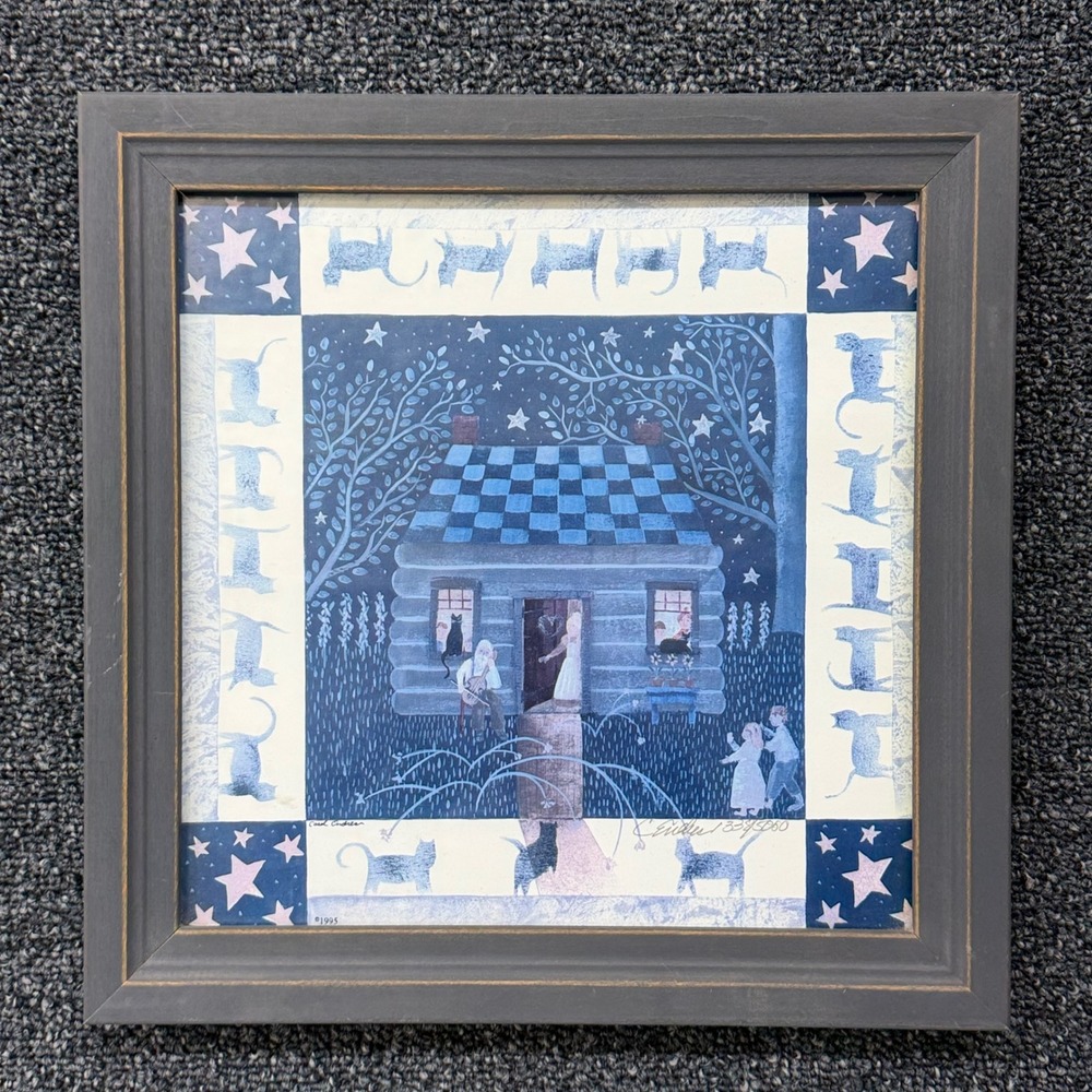 Carol Endres Moonlight Serenade Signed Lithograph 1995 Folk Art Framed 338/5000‎
